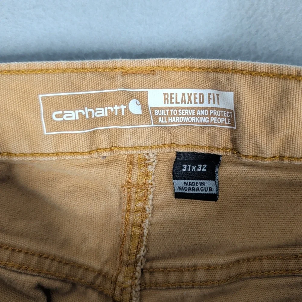 Carhartt Work‎ Pant Mens 31x32 Tan Rugged Flex Relaxed Fit BN2517-M Distressed